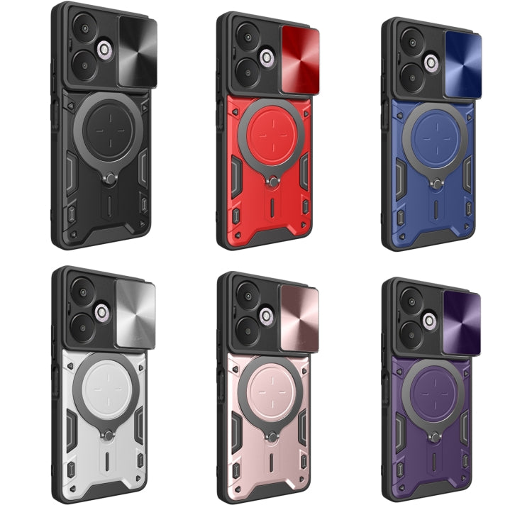For Xiaomi Redmi 13C 5G Global CD Texture Sliding Camshield Magnetic Holder Phone Case(Pink)