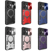 For Xiaomi Redmi 13C 5G Global CD Texture Sliding Camshield Magnetic Holder Phone Case(Pink)