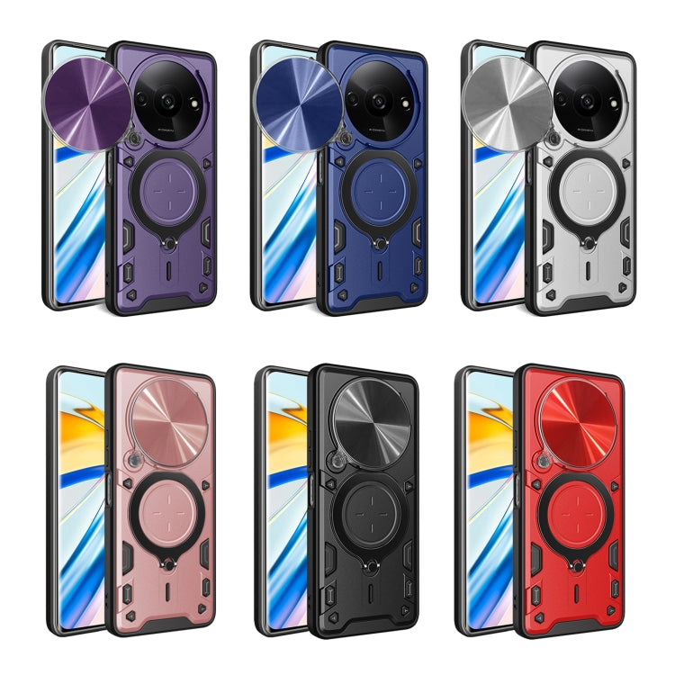 For Xiaomi Redmi A3 CD Texture Sliding Camshield Magnetic Holder Phone Case(Silver)