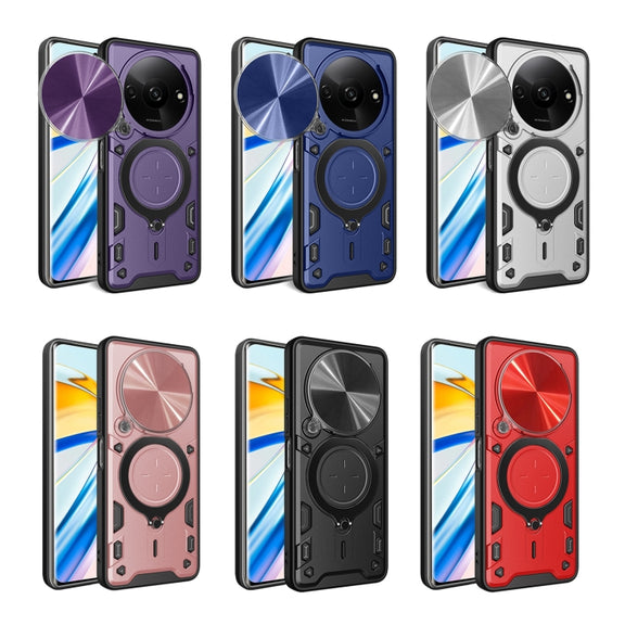 For Xiaomi Redmi A3 CD Texture Sliding Camshield Magnetic Holder Phone Case(Silver)