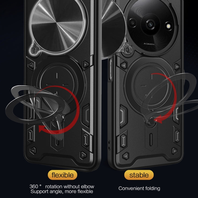 For Xiaomi Redmi A3 CD Texture Sliding Camshield Magnetic Holder Phone Case(Silver)