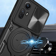 For Xiaomi Redmi Note 12S 4G CD Texture Sliding Camshield Magnetic Holder Phone Case(Blue)
