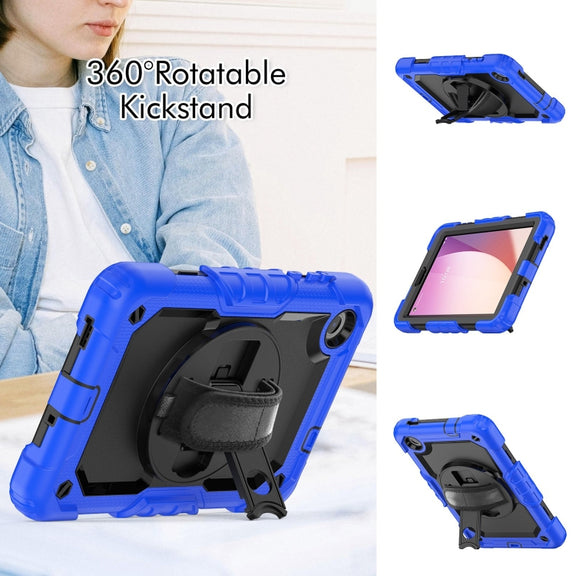 For Lenovo Tab M8 4th Gen Silicone Hybrid PC Tablet Case with Shoulder Strap(Blue)