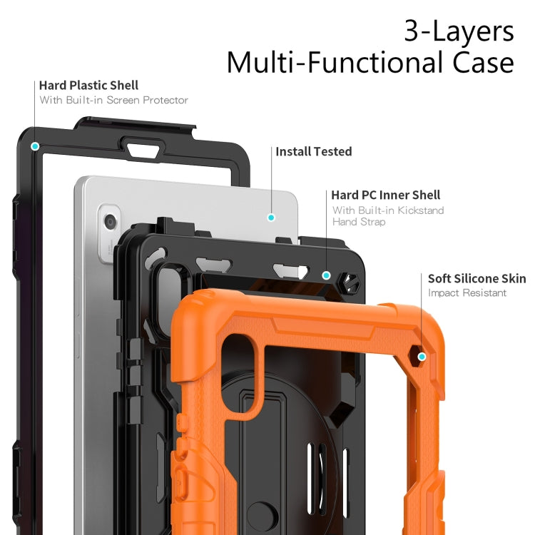For Lenovo Tab M9 Silicone Hybrid PC Tablet Case with Shoulder Strap(Orange)