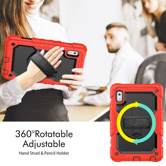 For Lenovo Tab M9 Silicone Hybrid PC Tablet Case with Shoulder Strap(Red)