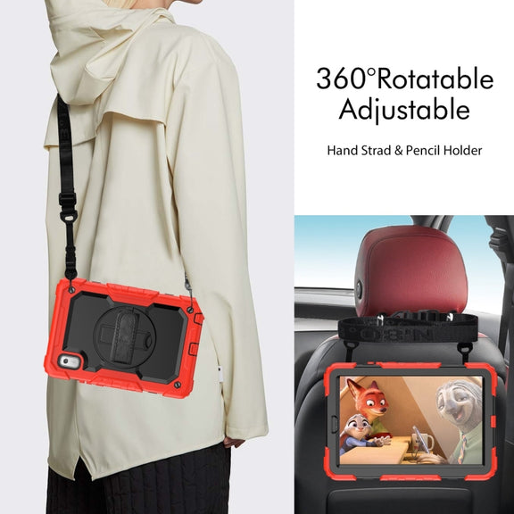For Lenovo Tab M9 Silicone Hybrid PC Tablet Case with Shoulder Strap(Red)