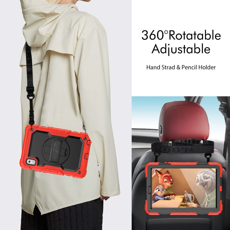 For Lenovo Tab M9 Silicone Hybrid PC Tablet Case with Shoulder Strap(Red)