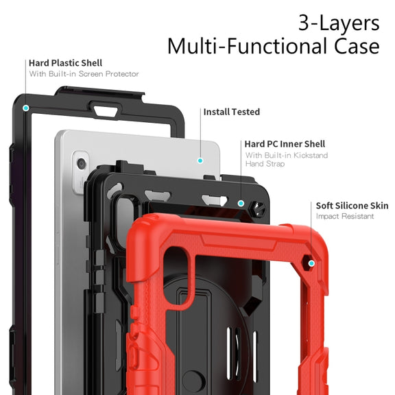 For Lenovo Tab M9 Silicone Hybrid PC Tablet Case with Shoulder Strap(Red)