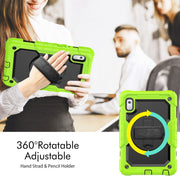 For Lenovo Tab M9 Silicone Hybrid PC Tablet Case with Shoulder Strap(Yellow Green)