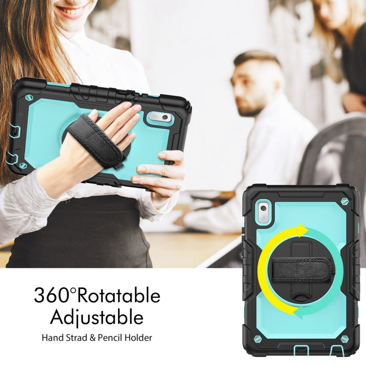 For Lenovo Tab M9 Silicone Hybrid PC Tablet Case with Shoulder Strap(Light Blue PC)