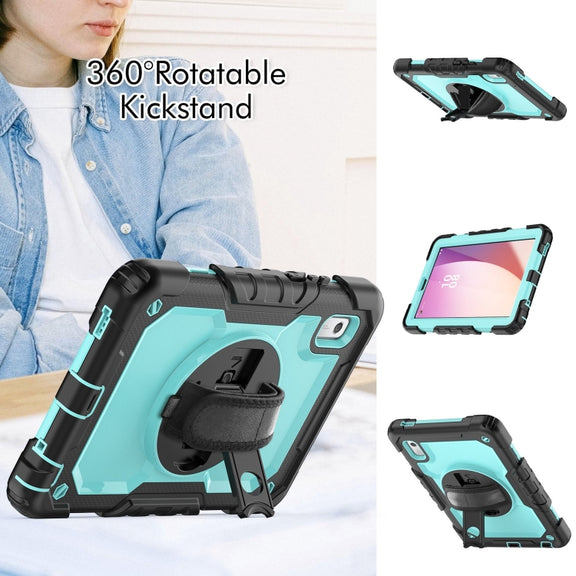 For Lenovo Tab M9 Silicone Hybrid PC Tablet Case with Shoulder Strap(Light Blue PC)