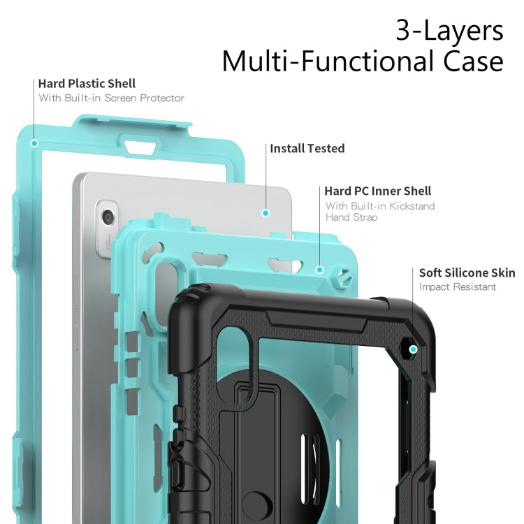 For Lenovo Tab M9 Silicone Hybrid PC Tablet Case with Shoulder Strap(Light Blue PC)