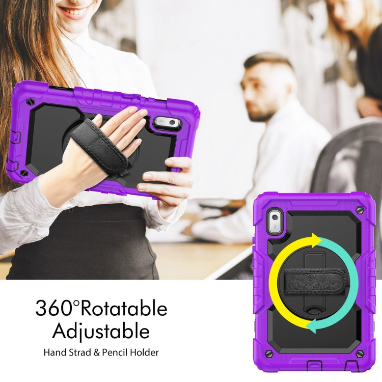 For Lenovo Tab M9 Silicone Hybrid PC Tablet Case with Shoulder Strap(Purple)