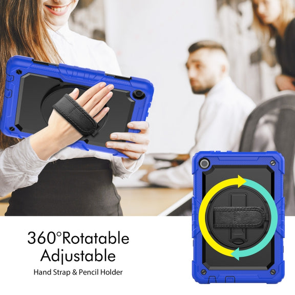 For Lenovo Tab M10 10.1 Gen 3rd Silicone Hybrid PC Tablet Case with Shoulder Strap(Blue)