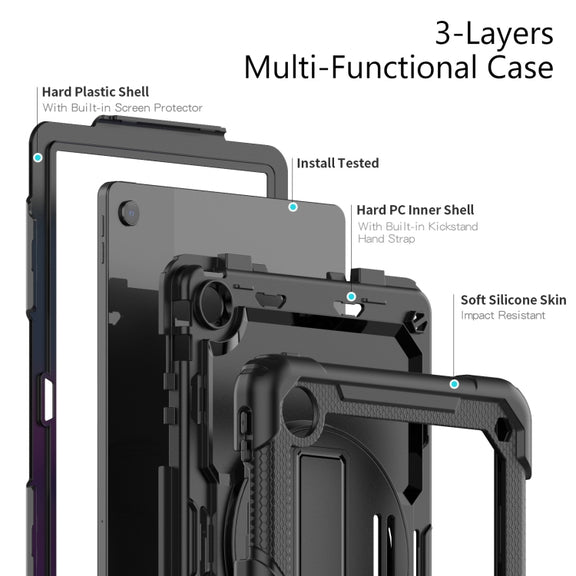 For Lenovo Tab M10 Plus 10.6 Gen 3rd Silicone Hybrid PC Tablet Case with Shoulder Strap(Black)