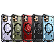 For iPhone 14 Armor Series Holder Phone Case with Back Clip(Blue)