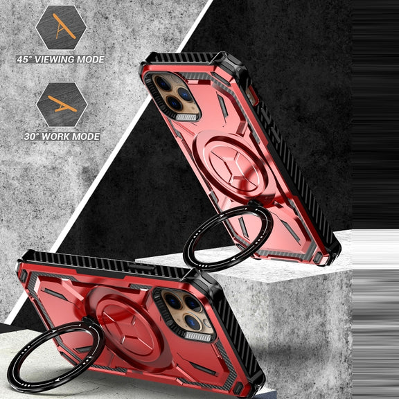 For iPhone 14 Armor Series Holder Phone Case with Back Clip(Blue)