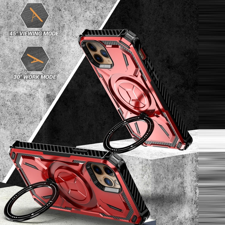 For iPhone 14 Armor Series Holder Phone Case with Back Clip(Blue)