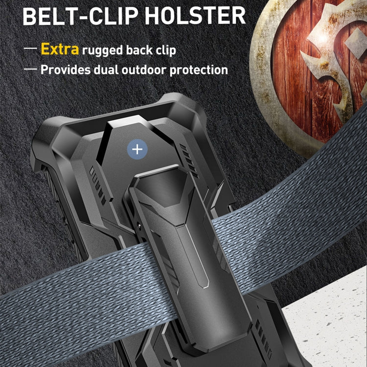 For iPhone 14 Armor Series Holder Phone Case with Back Clip(Blue)