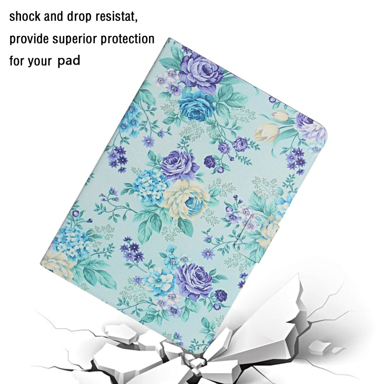 For Lenovo Tab M10 Plus Flower Pattern Horizontal Flip Leather Case with Card Slots & Holder(Purple Flower)