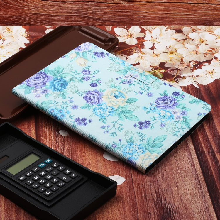 For Lenovo Tab M10 Plus Flower Pattern Horizontal Flip Leather Case with Card Slots & Holder(Purple Flower)