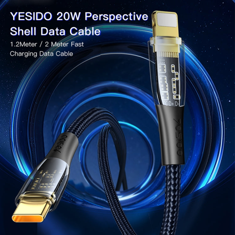 YESIDO CA101 PD 20W USB-C / Type-C to 8 Pin Braided Charging Data Cable, Length:1.2m(Black)
