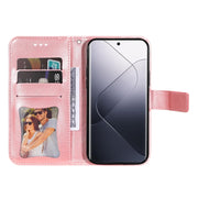 For Xiaomi 14 Pro 7-petal Flowers Embossing Leather Phone Case(Rose Gold)