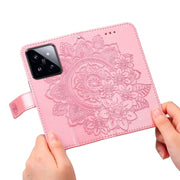 For Xiaomi 14 Pro 7-petal Flowers Embossing Leather Phone Case(Rose Gold)