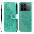 For Xiaomi Redmi K70 / K70 Pro 7-petal Flowers Embossing Leather Phone Case(Green) - K70 Pro Cases by PMC TechLife | Online Shopping South Africa | PMC TechLife | Buy Now Pay Later Mobicred