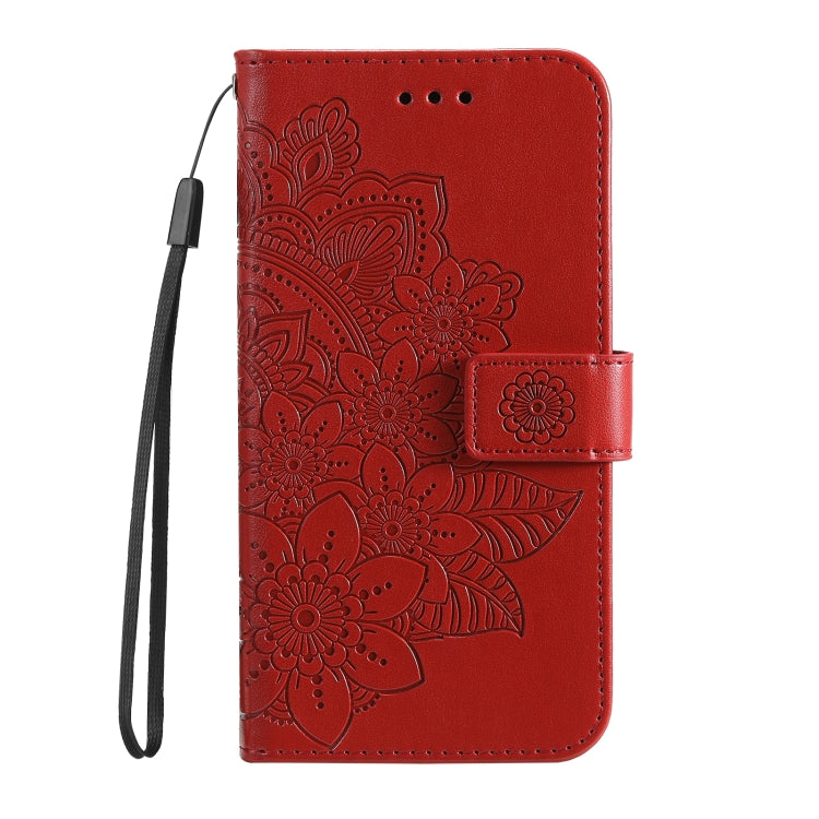 For Xiaomi Redmi K70 / K70 Pro 7-petal Flowers Embossing Leather Phone Case(Red)