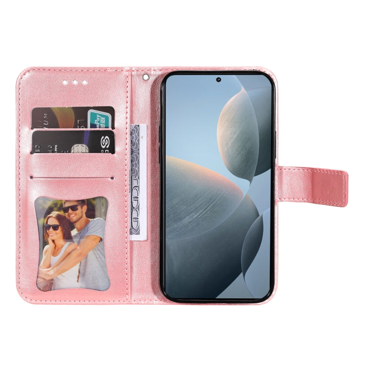 For Xiaomi Redmi K70 / K70 Pro 7-petal Flowers Embossing Leather Phone Case(Rose Gold)