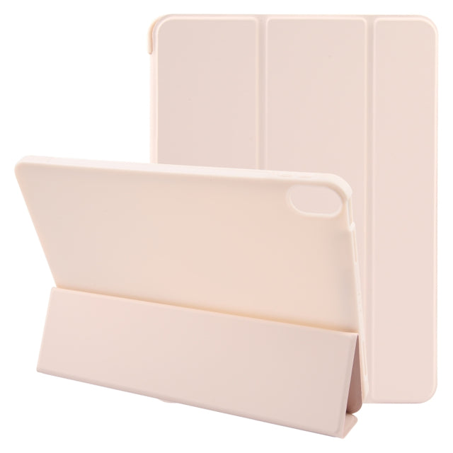 For iPad 10.9 2022 / Air 5 / Air 4 GEBEI 3-folding Holder Shockproof Flip Leather Tablet Case(Pink)