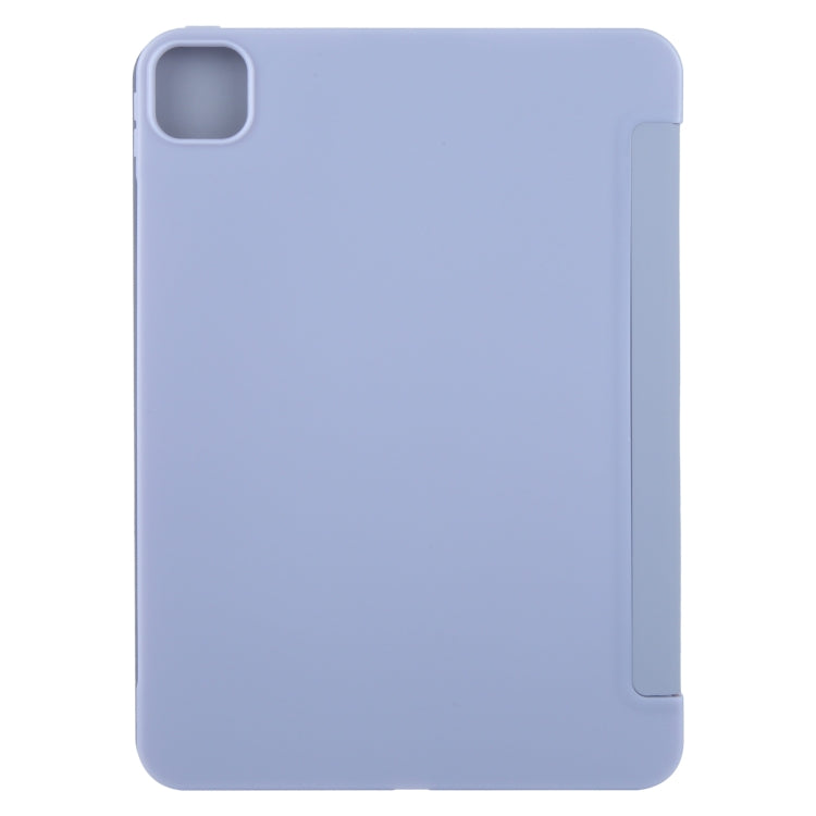 For iPad Air 11 2024 GEBEI 3-folding Holder Shockproof Flip Leather Tablet Case(Light Purple)