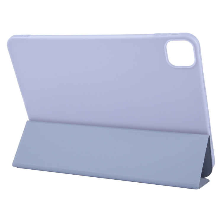 For iPad Air 11 2024 GEBEI 3-folding Holder Shockproof Flip Leather Tablet Case(Light Purple)