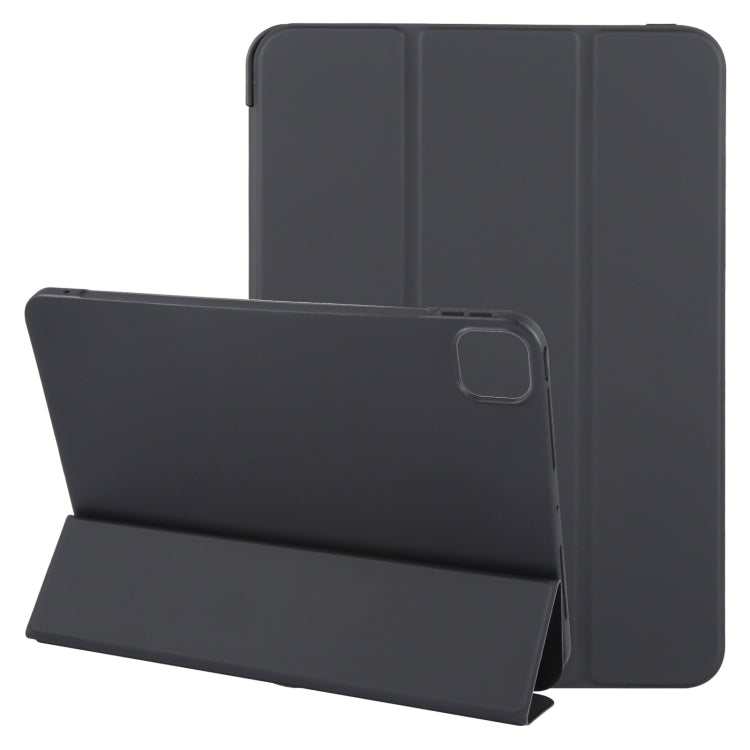 For iPad Air 11 2025 / 2024 GEBEI 3-folding Holder Shockproof Flip Leather Tablet Case(Black)