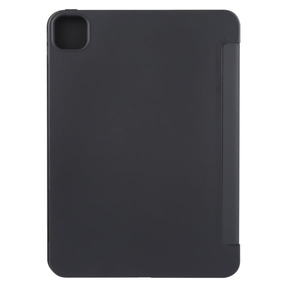 For iPad Air 11 2025 / 2024 GEBEI 3-folding Holder Shockproof Flip Leather Tablet Case(Black)
