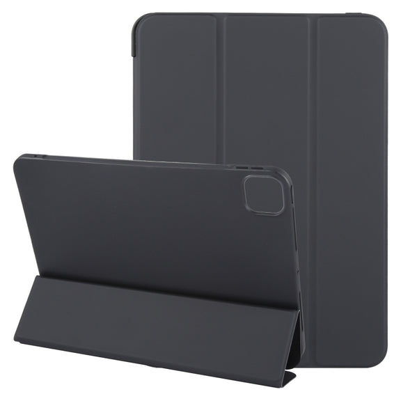 For iPad Air 11 2025 / 2024 GEBEI 3-folding Holder Shockproof Flip Leather Tablet Case(Black)