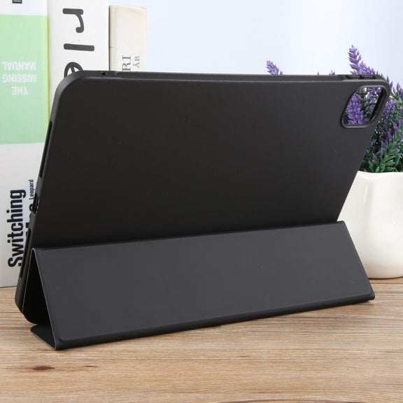 For iPad Air 11 2025 / 2024 GEBEI 3-folding Holder Shockproof Flip Leather Tablet Case(Black)