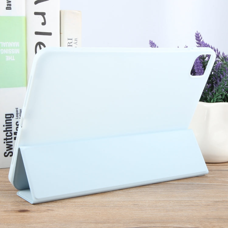 For iPad Air 11 2025 / 2024 GEBEI 3-folding Holder Shockproof Flip Leather Tablet Case(Sky Blue)