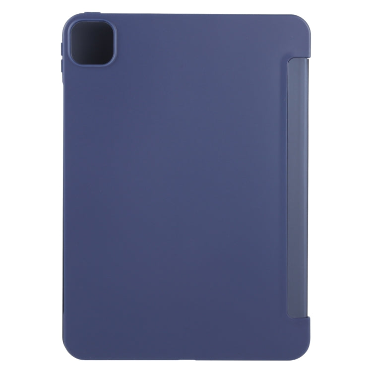 For iPad Air 11 2024 GEBEI 3-folding Holder Shockproof Flip Leather Tablet Case(Dark Blue)