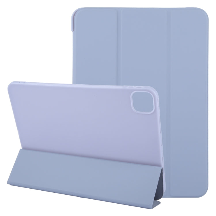 For iPad Pro 11 2024 GEBEI 3-folding Holder Shockproof Flip Leather Tablet Case(Light Purple)