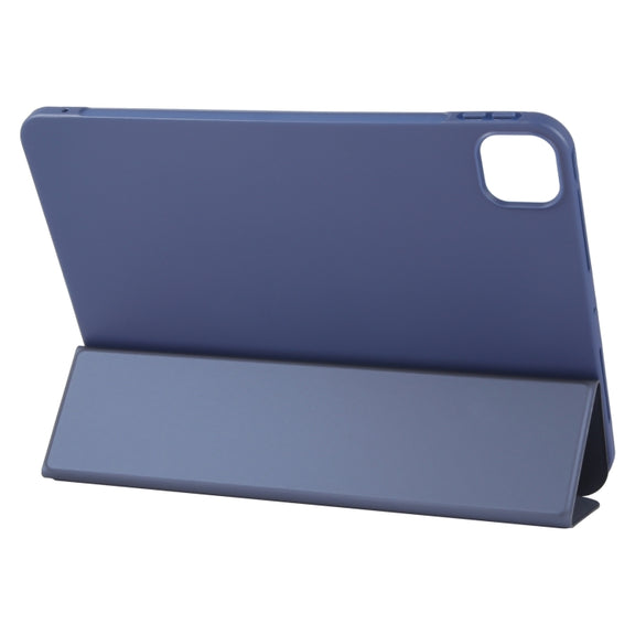 For iPad Pro 11 2024 GEBEI 3-folding Holder Shockproof Flip Leather Tablet Case(Dark Blue)