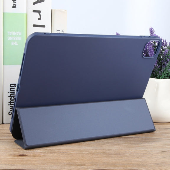 For iPad Pro 11 2024 GEBEI 3-folding Holder Shockproof Flip Leather Tablet Case(Dark Blue)