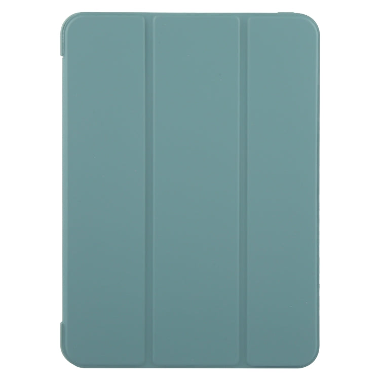For iPad Pro 11 2024 GEBEI 3-folding Holder Shockproof Flip Leather Tablet Case(Dark Green)