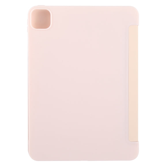 For iPad Pro 11 2024 GEBEI 3-folding Holder Shockproof Flip Leather Tablet Case(Pink)