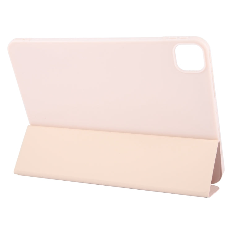 For iPad Pro 11 2024 GEBEI 3-folding Holder Shockproof Flip Leather Tablet Case(Pink)