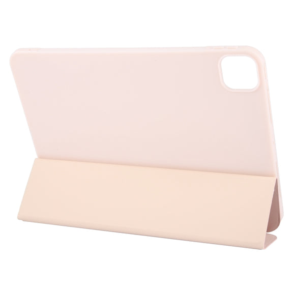 For iPad Pro 11 2024 GEBEI 3-folding Holder Shockproof Flip Leather Tablet Case(Pink)