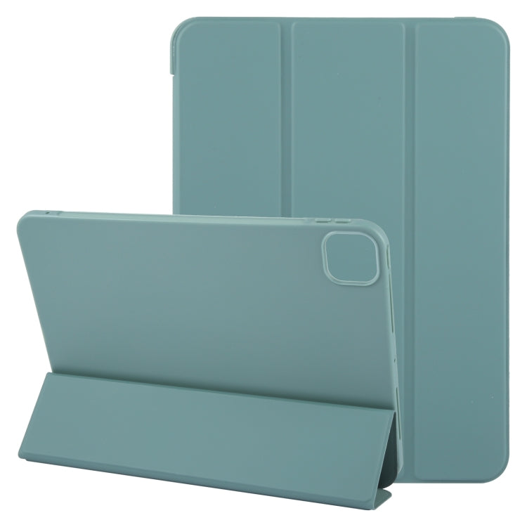 For iPad Air 13 2025 / 2024 GEBEI 3-folding Holder Shockproof Flip Leather Tablet Case(Dark Green)