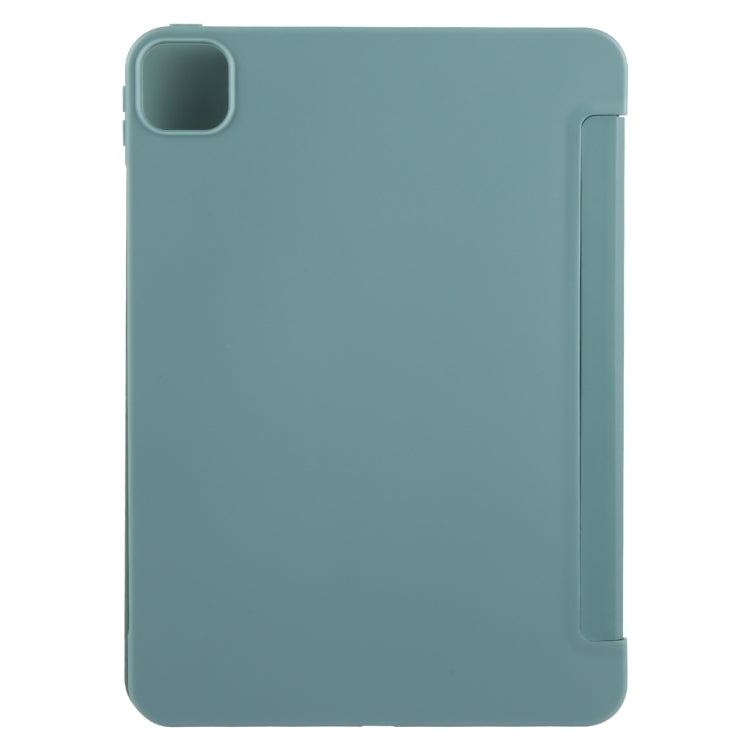 For iPad Air 13 2025 / 2024 GEBEI 3-folding Holder Shockproof Flip Leather Tablet Case(Dark Green)