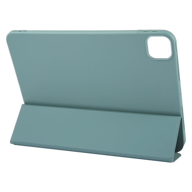 For iPad Air 13 2025 / 2024 GEBEI 3-folding Holder Shockproof Flip Leather Tablet Case(Dark Green)